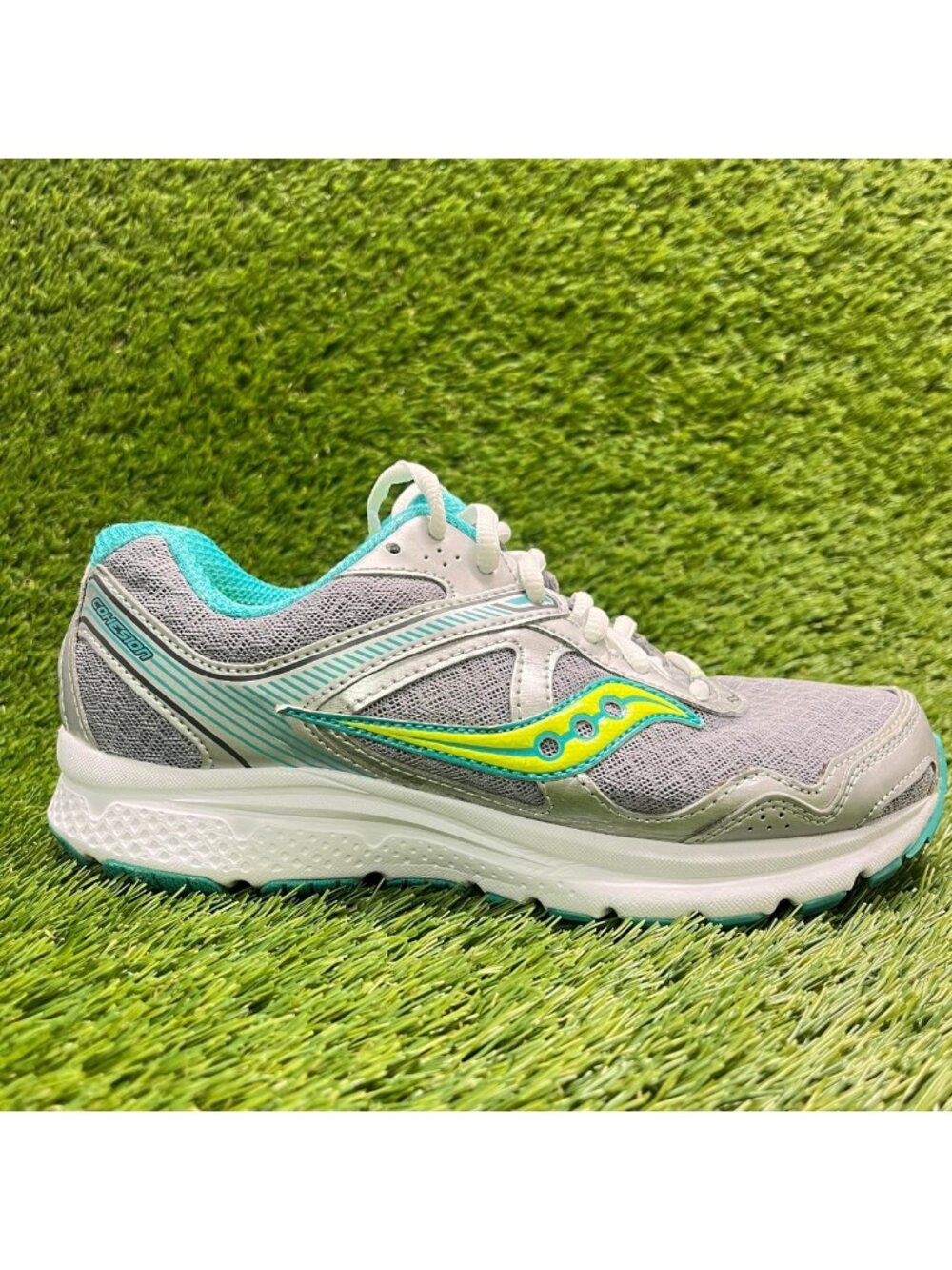 Saucony Cohesion 10 Womens Size 6.5D Gray Blue Athletic Running Shoes Sneakers